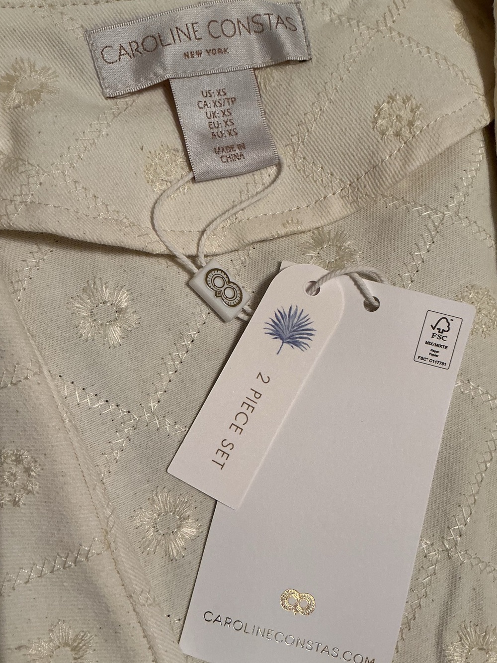 Caroline Constas XS Eyelet Denim Set Matching Shorts & Tie Front Top NWT - Picture 3 of 15